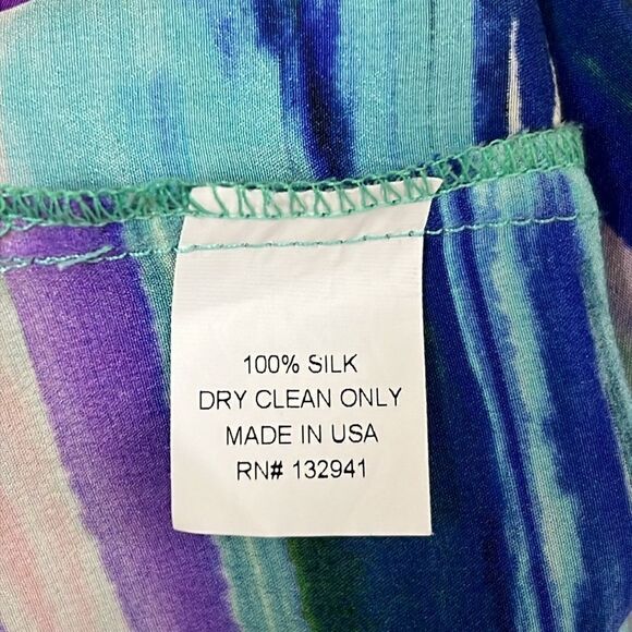 Amanda Uprichard Silk Split Neck Watercolor Popover Top Medium - Picture 12 of 12